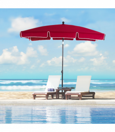 Red Rectangular Garden Parasol Aluminium Sun Umbrella Patio Garden Tilt 2x1.25M