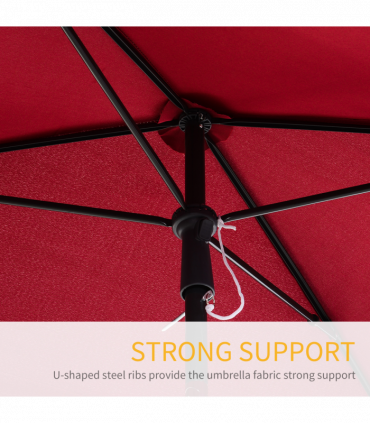 Red Rectangular Garden Parasol Aluminium Sun Umbrella Patio Garden Tilt 2x1.25M