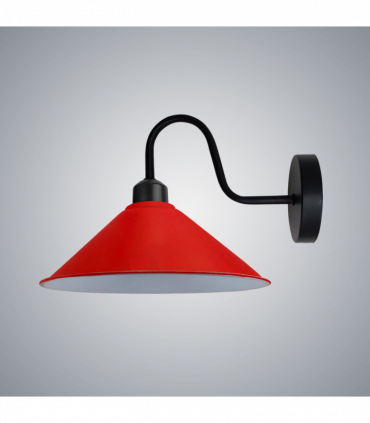 Red Wall Light Fixture,Black Wall Sconce E27 Base Socket Screw Type Wall Mounted Swan Neck Cone Shape Shade