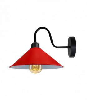 Red Wall Light Fixture,Black Wall Sconce E27 Base Socket Screw Type Wall Mounted Swan Neck Cone Shape Shade