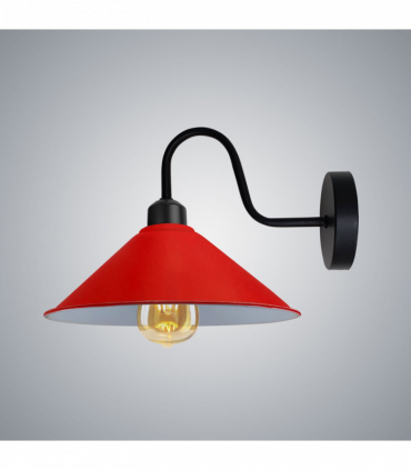 Red Wall Light Fixture,Black Wall Sconce E27 Base Socket Screw Type Wall Mounted Swan Neck Cone Shape Shade