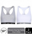 Reebok Women's 2 Multi-Pack Frankie Crop Top, White & Grey, X-Small