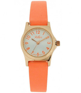 Reflex Girls Ladies White Dial Rose Gold Tone Metal Orange Strap Watch 101331LT