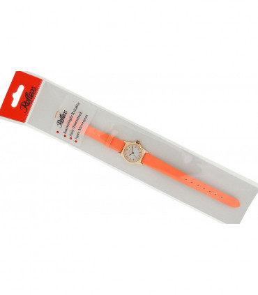 Reflex Girls Ladies White Dial Rose Gold Tone Metal Orange Strap Watch 101331LT