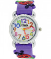 Relda Children's Big Number Analog Ladybird On Purple Silicone Strap Girl's Watch REL105
