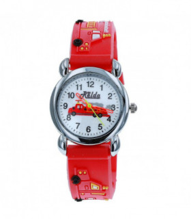 Relda Children's Analogue 3D Fire Engine Red Silicone Strap Boy's Watch REL48