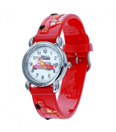 Relda Children's Analogue 3D Fire Engine Red Silicone Strap Boy's Watch REL48