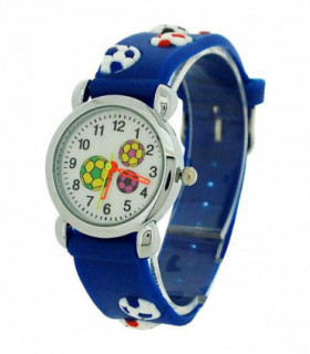 Relda Children's Analogue 3D Soccer Football Blue Silicone Strap Boy's Watch REL45