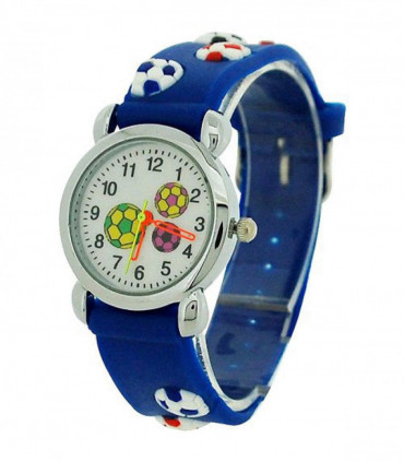 Relda Children's Analogue 3D Soccer Football Blue Silicone Strap Boy's Watch REL45