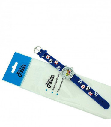 Relda Children's Analogue 3D Soccer Football Blue Silicone Strap Boy's Watch REL45