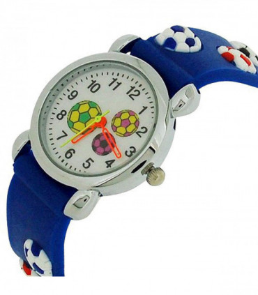 Relda Children's Analogue 3D Soccer Football Blue Silicone Strap Boy's Watch REL45