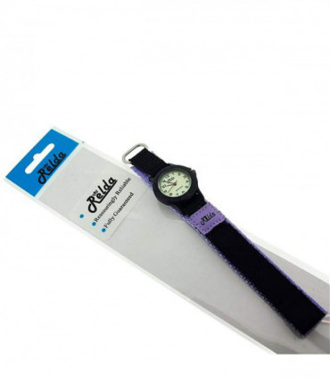 Relda Children's Analogue Nite-Glo Quartz Luminous Dial Purple & Black Velcro Girls Watch REL58