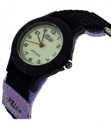 Relda Children's Analogue Nite-Glo Quartz Luminous Dial Purple & Black Velcro Girls Watch REL58
