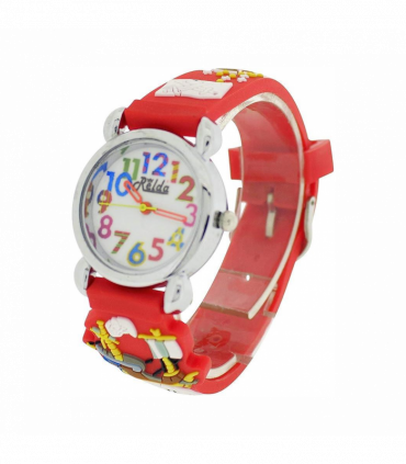 Relda Children's Big Number Analog Pirates A'hoy Red Silicone Strap Girl's Watch REL104