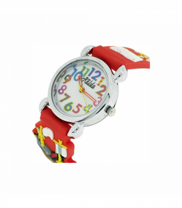 Relda Children's Big Number Analog Pirates A'hoy Red Silicone Strap Girl's Watch REL104