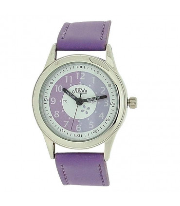 Relda Girls Time Teacher Purple Leather Strap Watch REL13