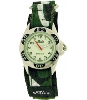 Relda Kids Nite-Glo Luminous Dial Green Camouflage Army Easy Fasten Watch REL64