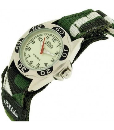 Relda Kids Nite-Glo Luminous Dial Green Camouflage Army Easy Fasten Watch REL64