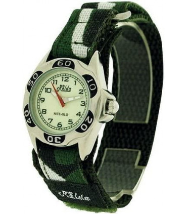 Relda Kids Nite-Glo Luminous Dial Green Camouflage Army Easy Fasten Watch REL64