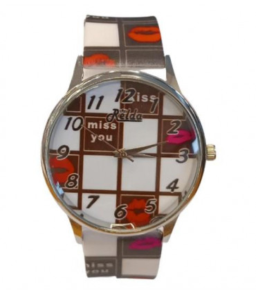 Relda Ladies Analogue Black & White Silicone Strap Watch REL99