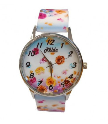 Relda Ladies Analogue Flowers Silicone Strap Watch REL100