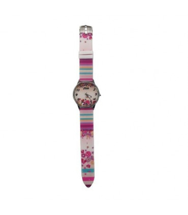 Relda Ladies Analogue Pink Flower Silicone Strap Watch REL95
