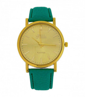 Relda Women Analogue Jumbo Gold tone Dial & Leather Green Strap With Buckle REL60