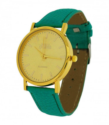 Relda Women Analogue Jumbo Gold tone Dial & Leather Green Strap With Buckle REL60