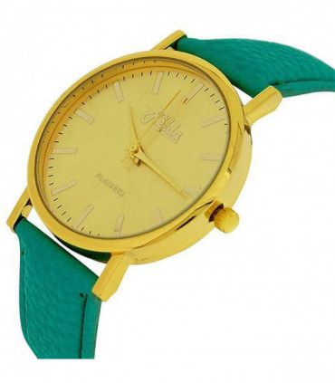 Relda Women Analogue Jumbo Gold tone Dial & Leather Green Strap With Buckle REL60