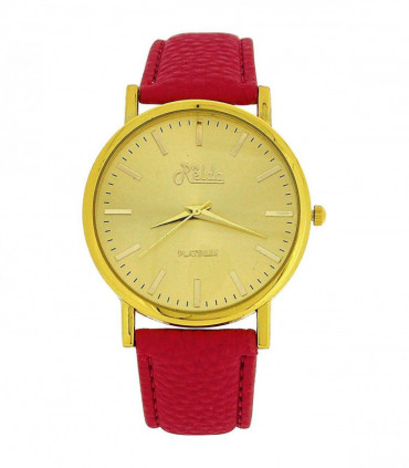 Relda Women Analogue Jumbo Gold tone Dial & Leather Pink Strap With Buckle REL61