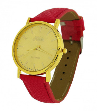 Relda Women Analogue Jumbo Gold tone Dial & Leather Pink Strap With Buckle REL61