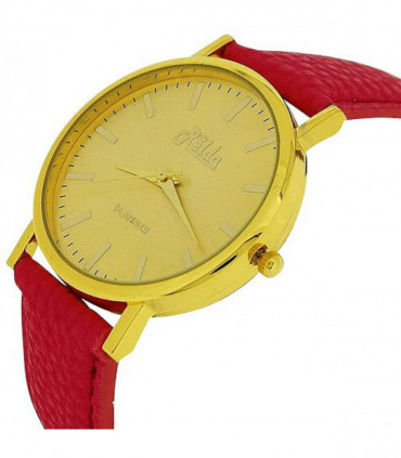 Relda Women Analogue Jumbo Gold tone Dial & Leather Pink Strap With Buckle REL61