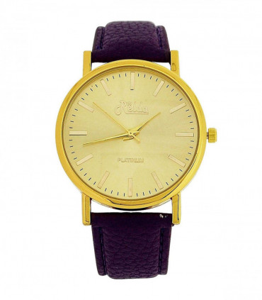 Relda Women Analogue Jumbo Gold tone Dial & Leather Purple Strap With Buckle REL62