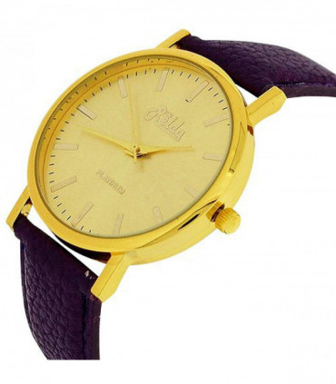 Relda Women Analogue Jumbo Gold tone Dial & Leather Purple Strap With Buckle REL62