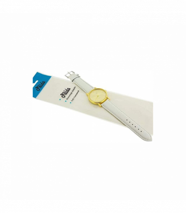 Relda Women Analogue Jumbo Goldtone Dial & Leather White Strap Buckle REL63