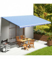 Replacement Fabric for Awning Blue and White 6x3.5 m