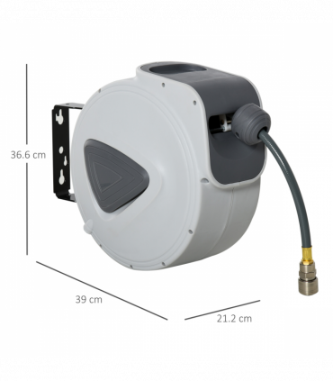 Retractable Air Hose Reel Auto Self-Winding Wall Mount 1/4" 15m+140cm Durhand