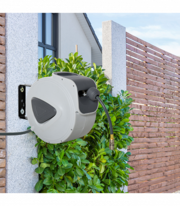 Retractable Air Hose Reel Auto Self-Winding Wall Mount 1/4" 15m+140cm Durhand