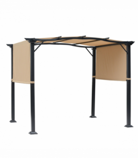 Retractable Pergola Garden Gazebo  3x2.45x2.3m, Khaki