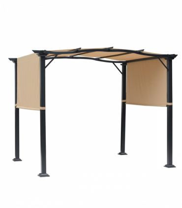 Retractable Pergola Garden Gazebo  3x2.45x2.3m, Khaki