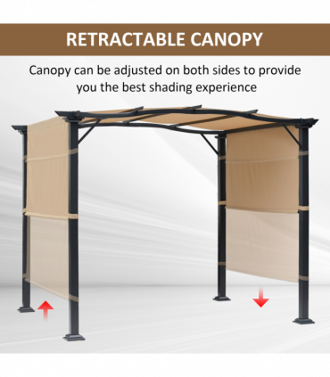 Retractable Pergola Garden Gazebo  3x2.45x2.3m, Khaki