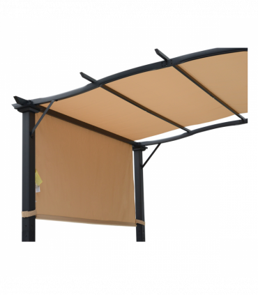 Retractable Pergola Garden Gazebo  3x2.45x2.3m, Khaki