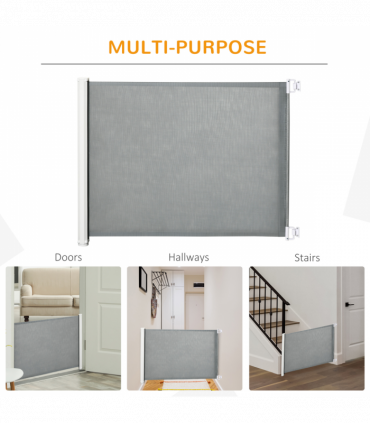 Retractable Safety Gate Folding Pet Barrier, for Doorways, Staircases, Hallways