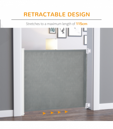 Retractable Safety Gate Folding Pet Barrier, for Doorways, Staircases, Hallways