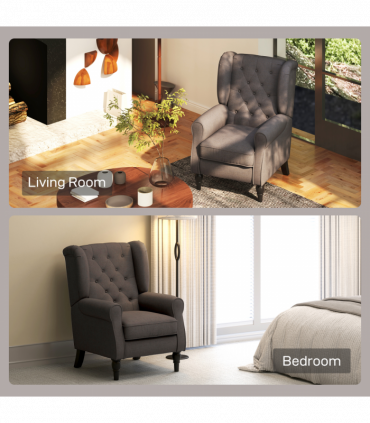 Retro Accent Chair Wingback Armchair with Wood Frame for Living Room Brown