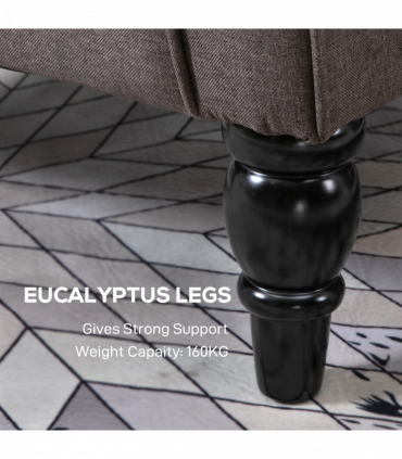 Retro Accent Chair Wingback Armchair with Wood Frame for Living Room Brown