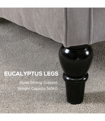 Retro Accent Chair Wingback Armchair with Wood Frame for Living Room Grey