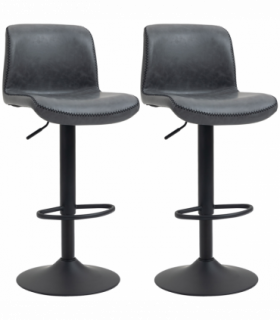 Retro Barstools Set of 2 PU Leather Adjustable Height Swivel Bar Chairs