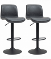 Retro Barstools Set of 2 PU Leather Adjustable Height Swivel Bar Chairs