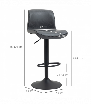 Retro Barstools Set of 2 PU Leather Adjustable Height Swivel Bar Chairs